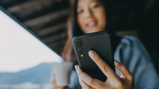 A woman checking her phone